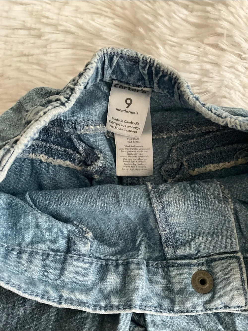 Carter's Toddler Washed Denim Trousers in Light Blue